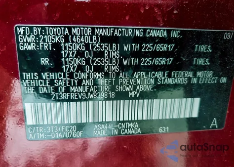 2018 Toyota Rav4 Adventure from USA, damaged, VIN 2T3RFREV9JW839818